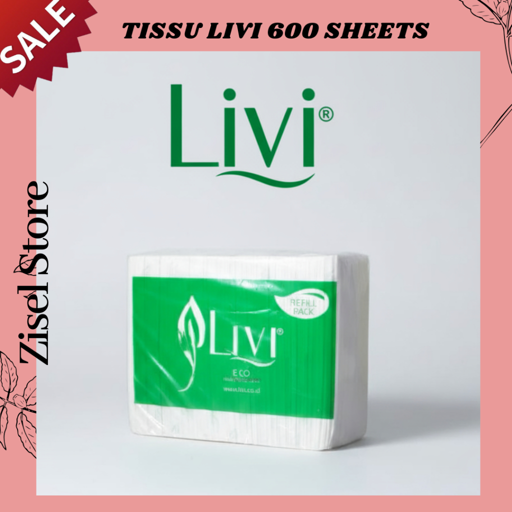 กระดาษเช็ดหน้า Livi eco 600 แผ่น น้ําหนัก 554 กรัม / Livi Tissue 600s