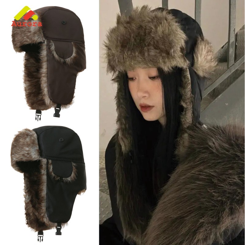 รัสเซีย Ushanka หมวกขนหนาสําหรับฤดูหนาวหมวกหิมะอบอุ่นกันลมฤดูหนาวหมวกกับดักนําเข้า