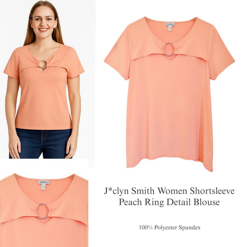 J*clyn Smith Women Shorts sleeve Peach Ring Detail Blouse/Original Branded Womens Blouse/เสื้อล่าสุด
