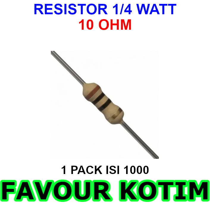 10R 10 OHM R 1/4 WATT 0.25W RESISTOR 5 PERCENT 1 PACK CONTAINS 1000 FVKOTIM