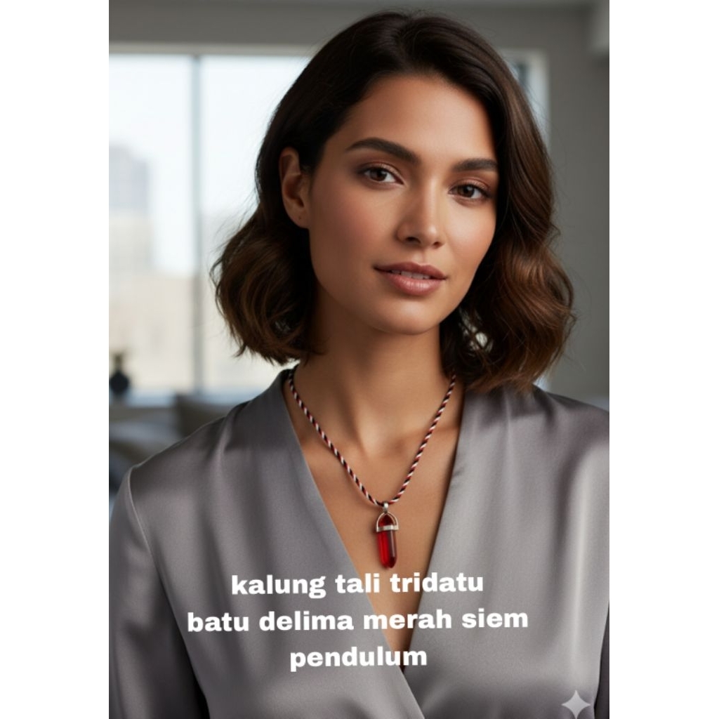 MERAH Siem สร้อยคอหินจี้ทับทิมสีแดง