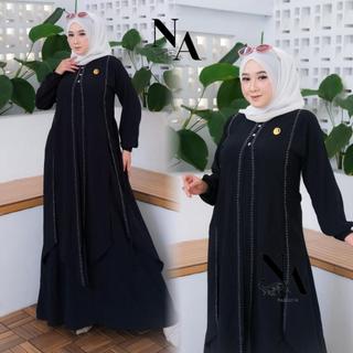 Na Fashion - HELENA Abaya terbaru 2025 Trendy Bahan Crinkle Premium Kombinasi Swarosky Anggun Cantik Elegant DI KIRIM SETELAH LEBARAN