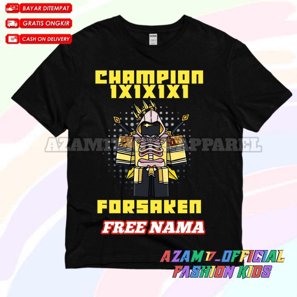 Champion เสื้อยืดเด็ก 1X1X1X1 Forsaken Roblox ชื่อฟรี / Roblox Forsaken Champion Game เสื้อยืดเด็ก 1