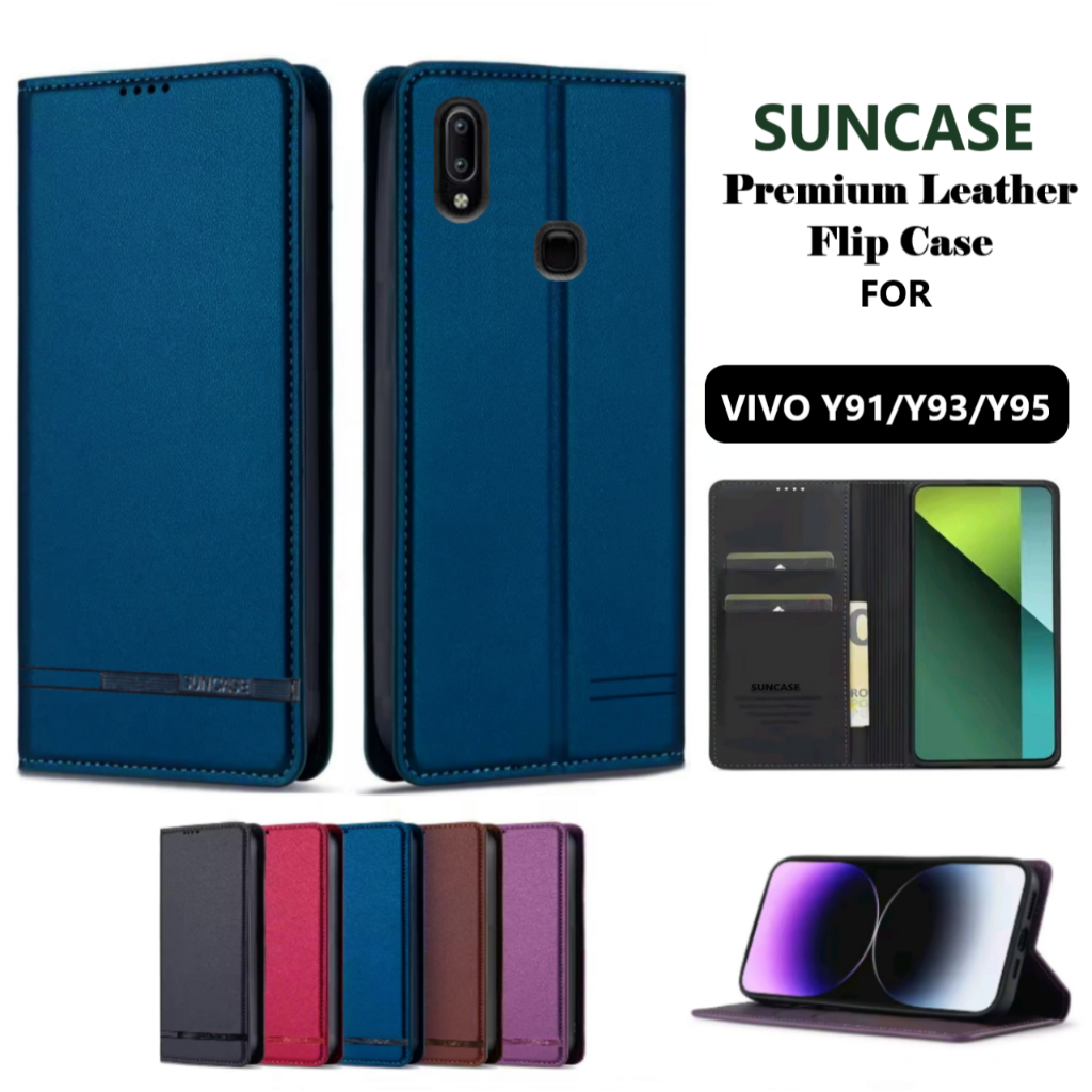FLIP CASE VIVO Y91 Y93 Y95 PREMIUM WALLET LEATHER WALLET HANDPHONE CASE