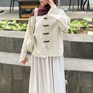 Buymau.fa - Alenia Blouse | Blouse Wanita | Atasan Linen Premium | Lengan Panjang | Atasan Linen | Basic Top Korea | Kancing Shanghai | Cheongsam Baju Raya