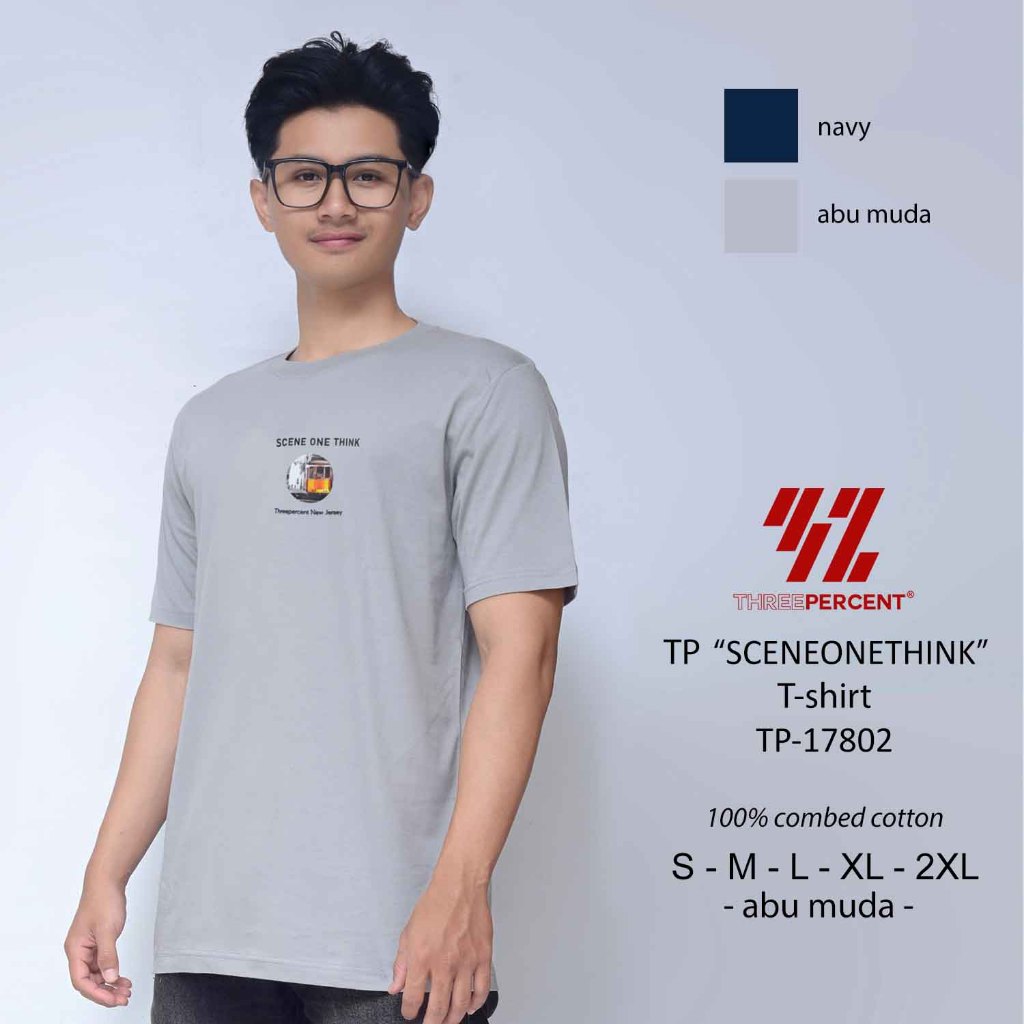 REPLACEBAJUID/THREE PERCENT/3% DISTRO เสื้อยืดผู้ชายเสื้อยืดผ้าฝ้าย COMBED 30S SHORT SLEEVE TP-17802