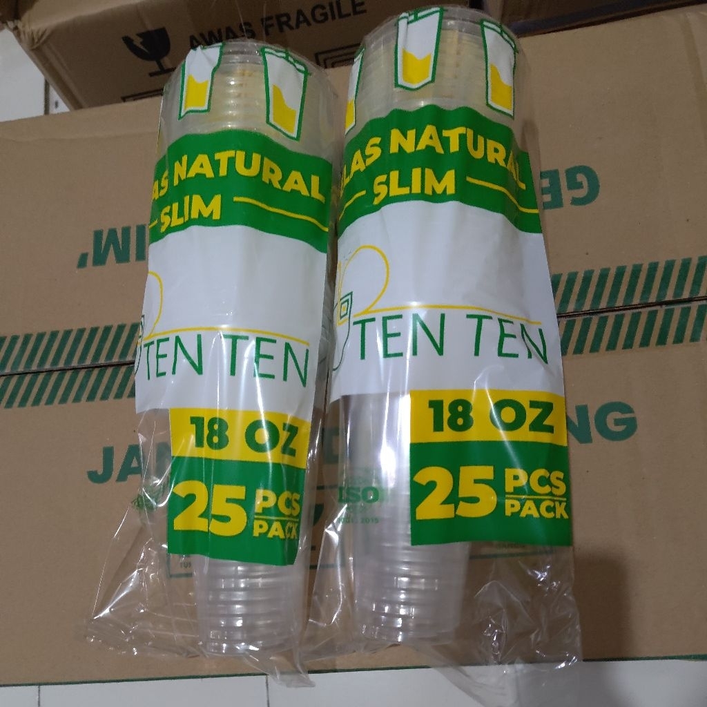 TENTEN แก้วน้ําพลาสติกแบบบาง 18 ออนซ์ 25 ชิ้น