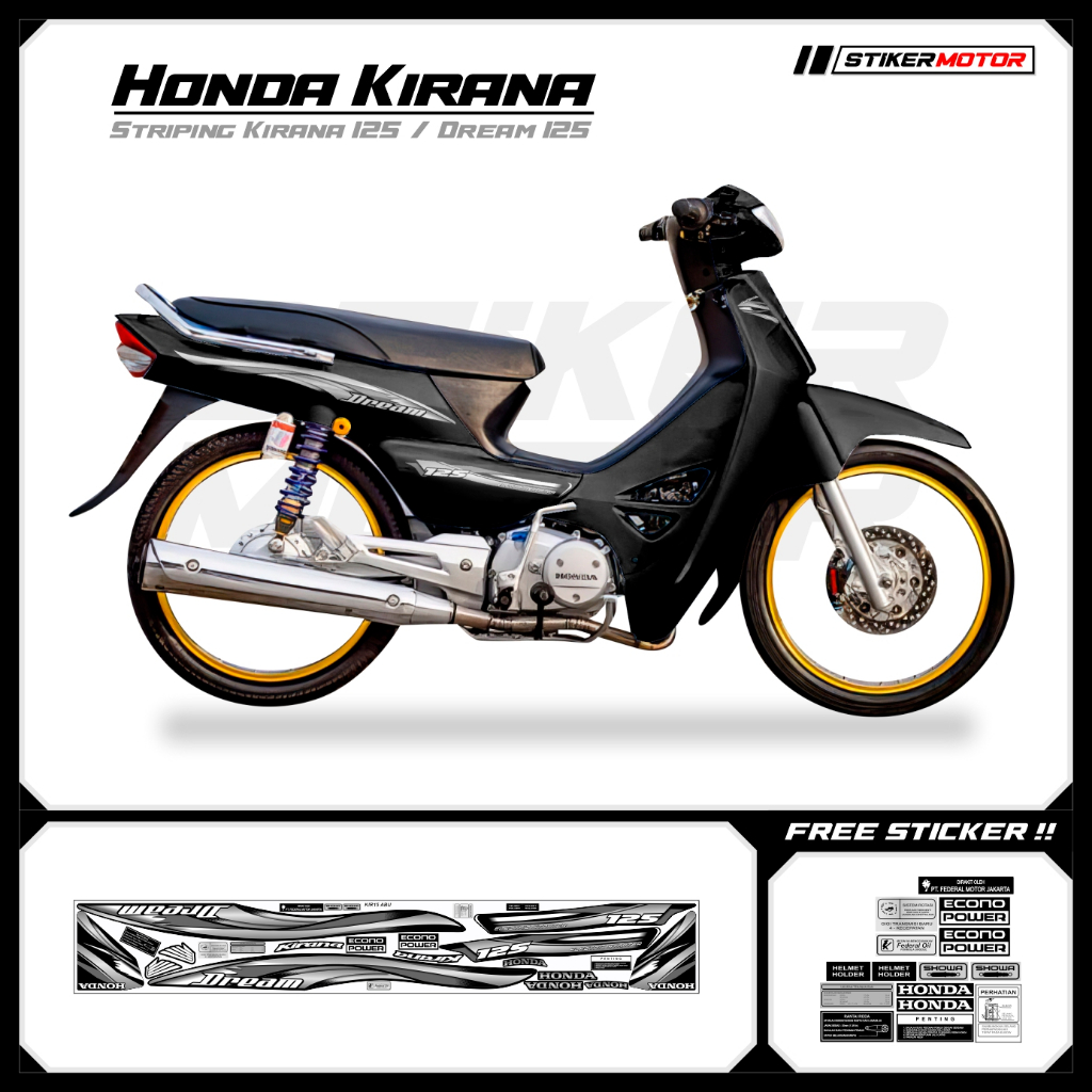 KIR15 Striping สติกเกอร์ Honda Kirana 125 Honda Dream 125 ncx Variation Mothai สติกเกอร์ Striker Str