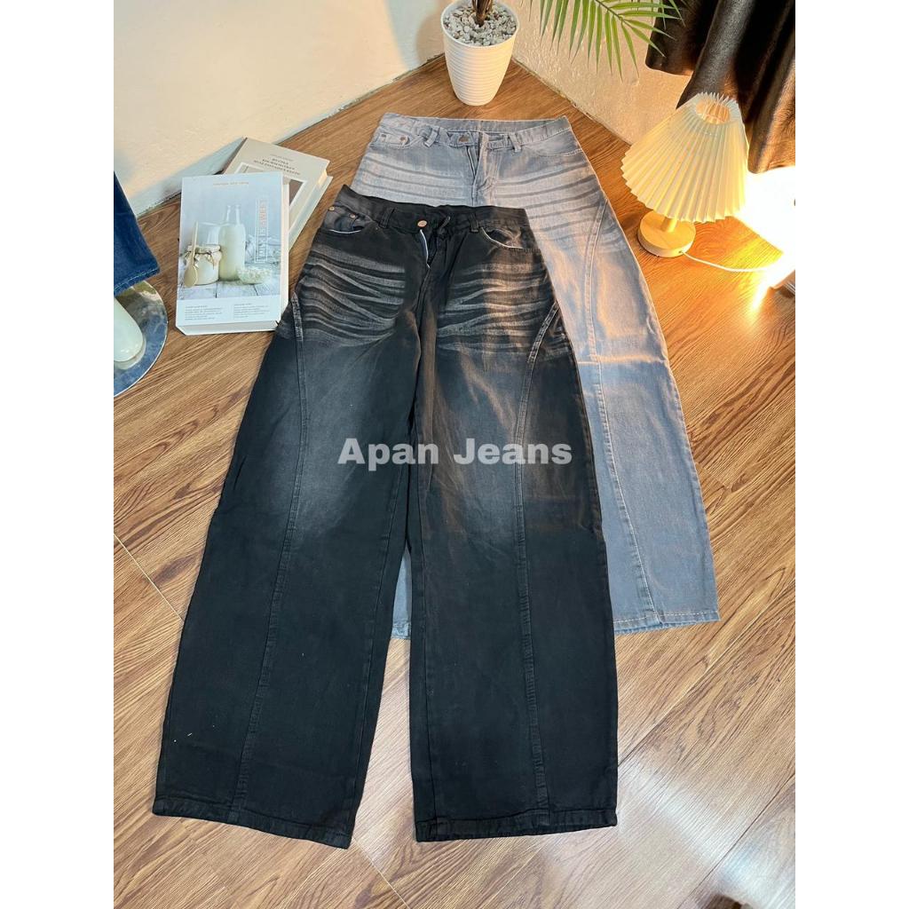 [Unisex] Barrel Jeans Curve Barrel Jeans Baggy Big Size Jumbo Streetwear Style