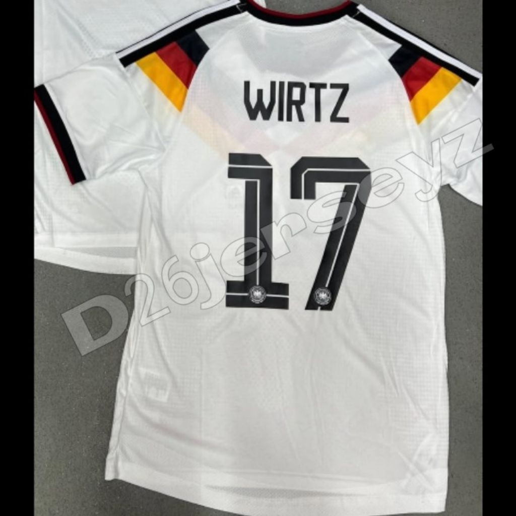 เสื้อแข่ง Germany Home 2025 / 2026 + ชื่อพิมพ์ WIRTZ 17 / กําหนดเองเหมือนแบบอักษรอย่างเป็นทางการ