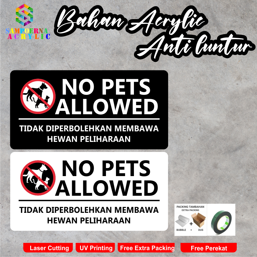 ACRYLIC SIGN ไม่มี PETS ทุกอย่างทําไม่ใช่การเปลี่ยนแปลง MINIMALIST AESTHETIC PETS