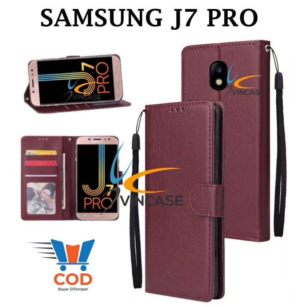 SAMSUNG J7 PRO FLIP LEATHER CASE PREMIUM - FLIP WALLET CASE LEATHER สําหรับ SAMSUNG J7 PRO - WALLET 