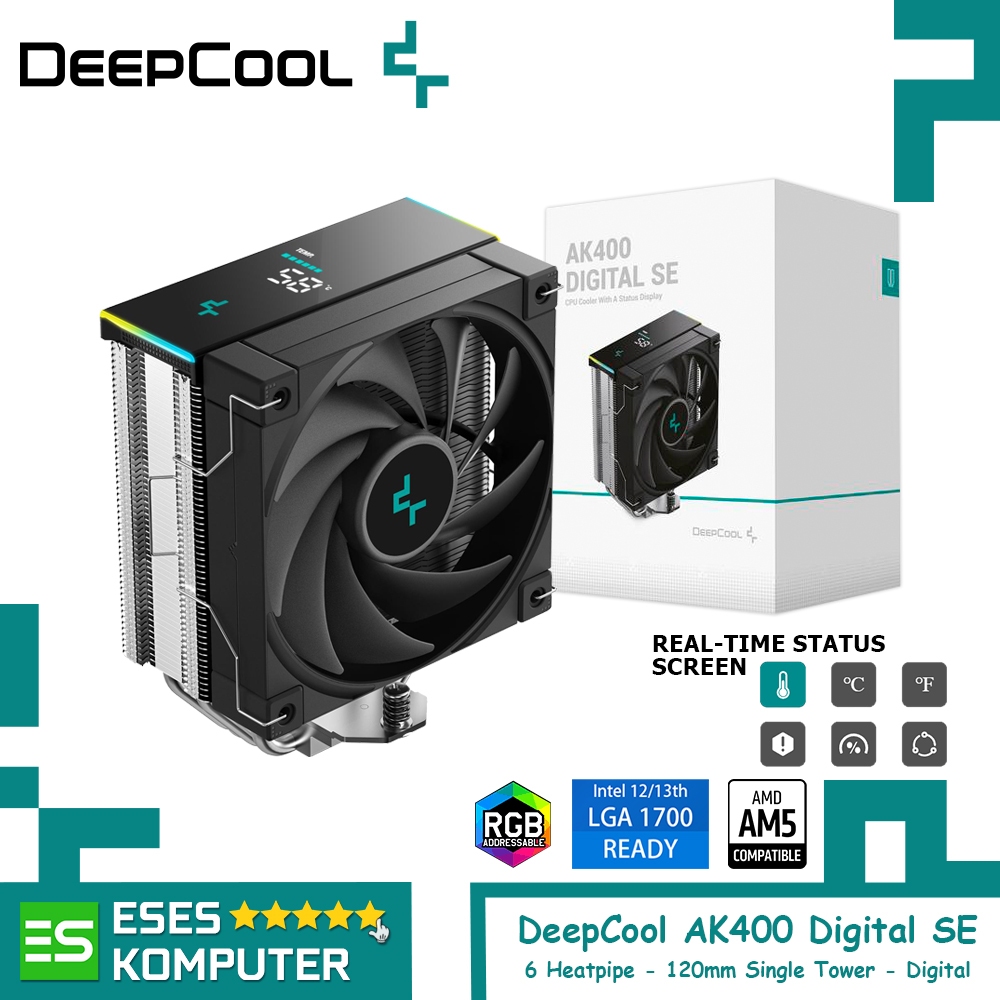 DeepCool AK400 Digital SE ARGB สีดํา | คูลเลอร์ซีพียู AIR 120 มม. HSF Intel/AMD