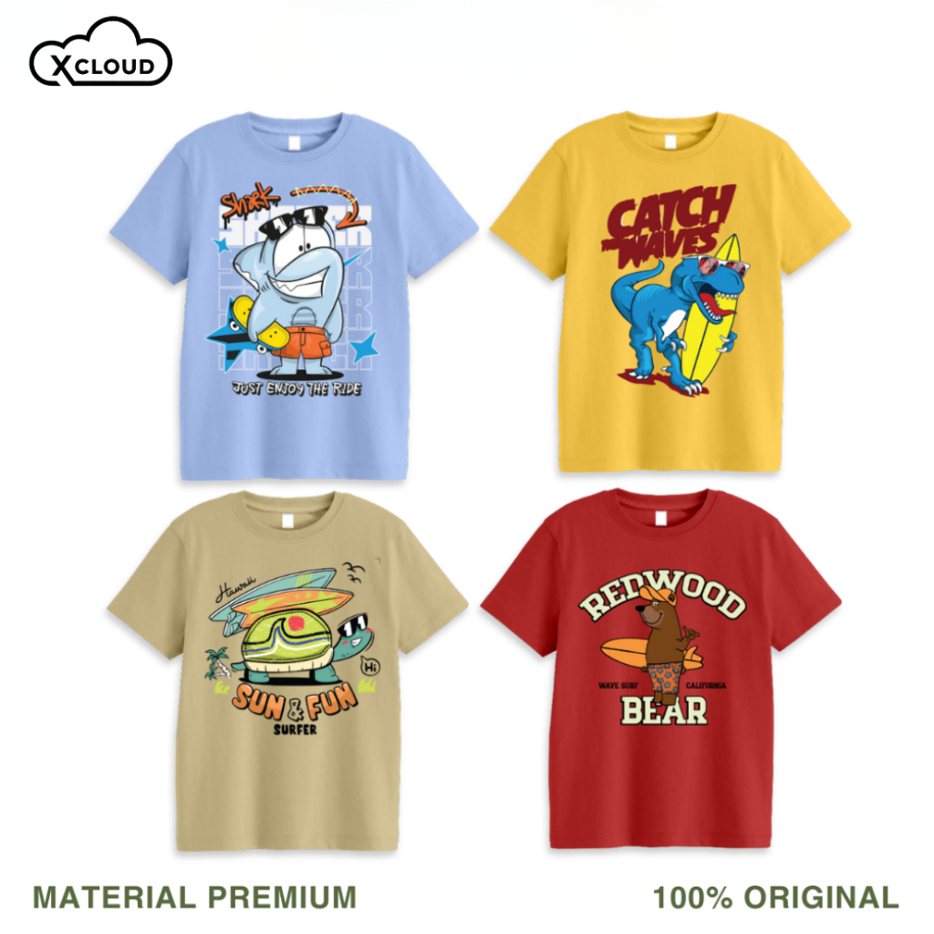 Xcloud เสื้อยืดเด็กลาย Sea Animals เสื้อผ้าเด็กผู้ชาย&เด็กผู้หญิง เสื้อเด็กมีลาย อายุ 1 - 12 ปี