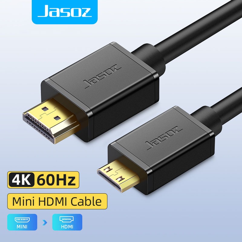 Jasoz 4K Mini HDMI to HDMI Cable 4K 3D HDMI 2.0 สําหรับแล็ปท็อปจอภาพทีวีโปรเจคเตอร์สวิทช์