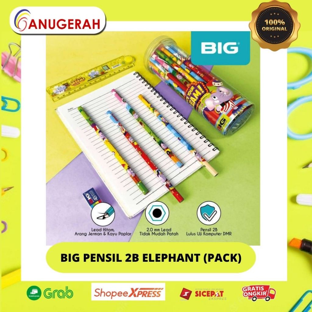 BIG PENCIL 2B PS - 007 BUM ELEPHENT (แพ็ค)