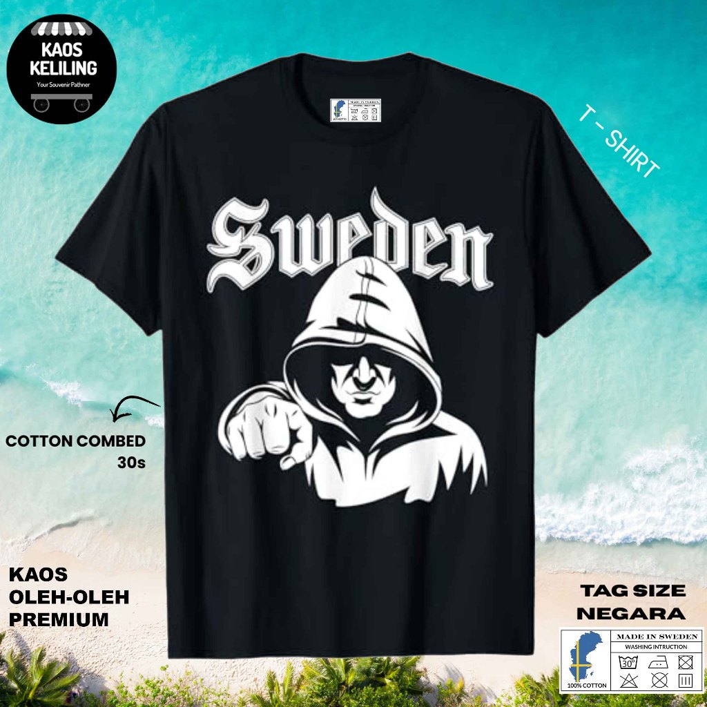 SWEDEN SOUVENIR เสื้อยืด SWEDEN 33 ดั้งเดิม SWEDEN LABEL TAG ของขวัญพรีเมี่ยม SOUVENIR CLOTHES