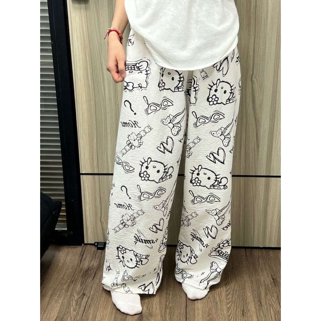 GRAKY กางเกงขายาวลําลองสําหรับสตรีลายการ์ตูนน่ารักทุกขนาด M - XXL ET9