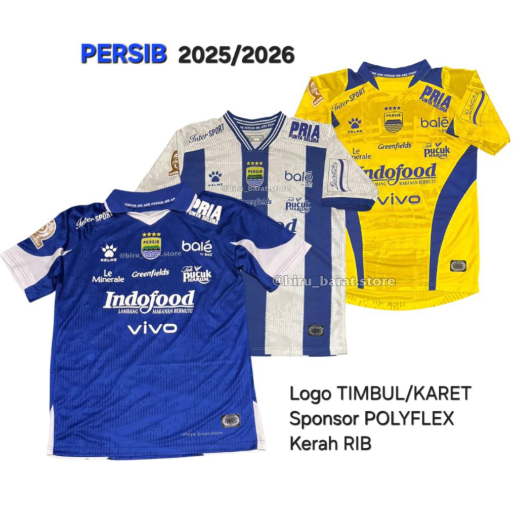 PERSIB GO 2025 เสื้อแข่งผู้ใหญ่ PERSIB HOME AWAY THIRD LOGO RISED JERSEY