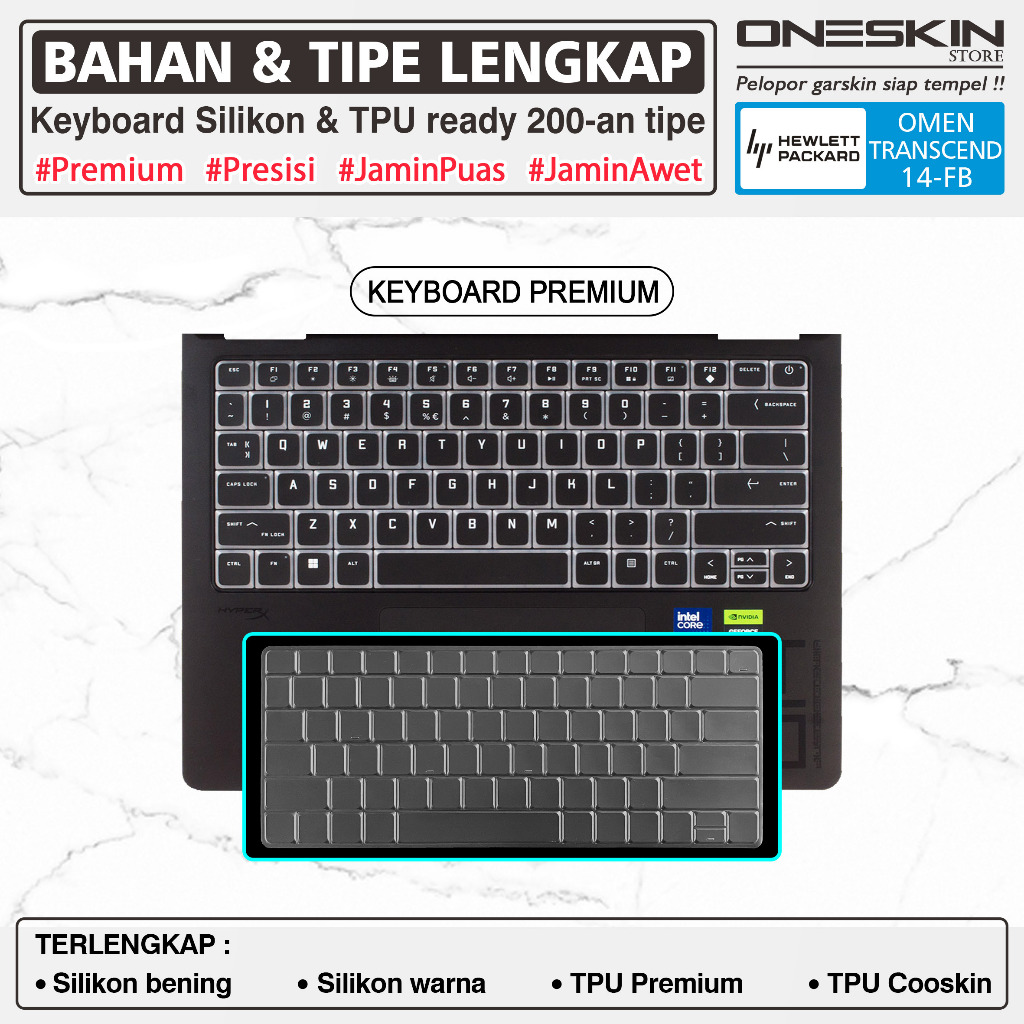 ฝาครอบแป้นพิมพ์เข้ากันได้กับ HP Omen Transcend 14-fb fb0050tx fb0052tx fb0053tx fb0666tx fb0777tx Tp