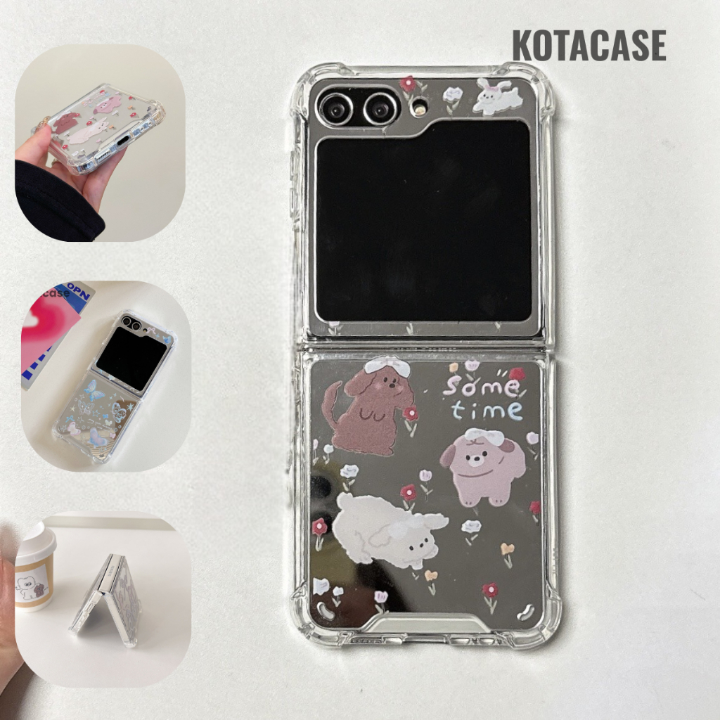 Samsung Z Flip 3 Z Flip 4 Z Flip 5 Z Flip 6 Z Flip 7 Casing Full Screen Pink Bow เคสป้องกันเหมาะสําห