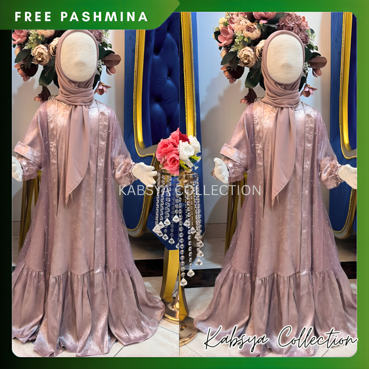 INSTANT Luxury Muslim เสื้อผ้าเด็ก, Jaguar วัสดุเด็ก Gamis, ผสม Swarovski Pearl Tulle / MAUMA KIDS ก