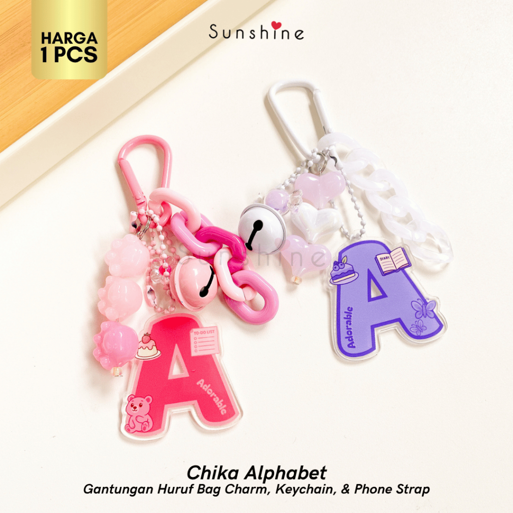 GANTUNGAN Sunshinelove - Chika Alphabet Bag Charm พวงกุญแจตัวอักษรพวงกุญแจกระเป๋า Part 2