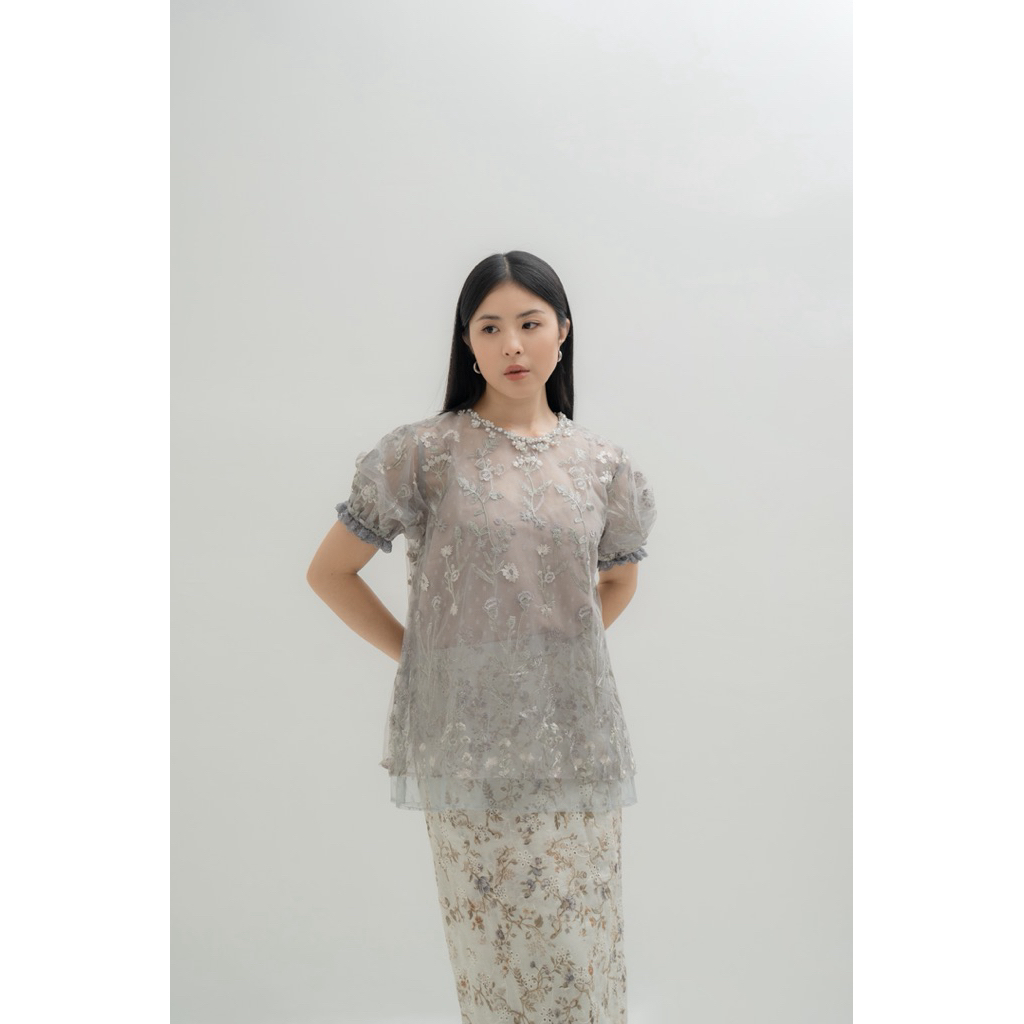 BYROAM CAMELIA TOP PARTY CASUAL KEBAYA, FORMAL SAPTO KEBAYA CAMELIA MELCADE TOP, CAMELIA GARDEN PINK