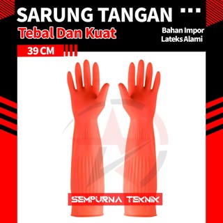 <Ready> Impor 39cm Ukuran L  Sarung Tangan Karet Premium   Cuci Piring, Kebun, Rumah Tangga | Tebal & Tahan Lama