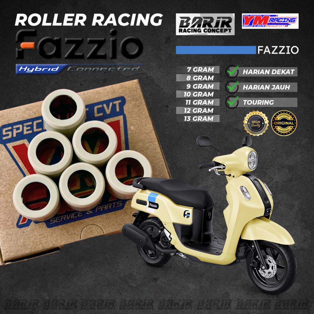 ROLLER Fazio YM RACING 1 ชุด (6 ชิ้น) สามารถผสม/Silang 7-13gr yamaha Fazio อัตโนมัติ motor ROLLER lo