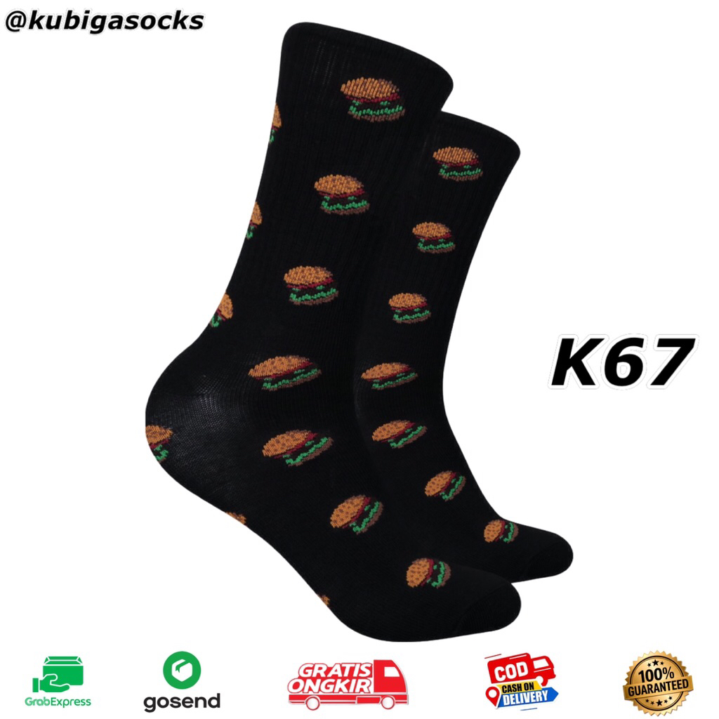 ถุงเท้าเบอร์เกอร์ Oldschool สีดํา - Kubigasocks - K67