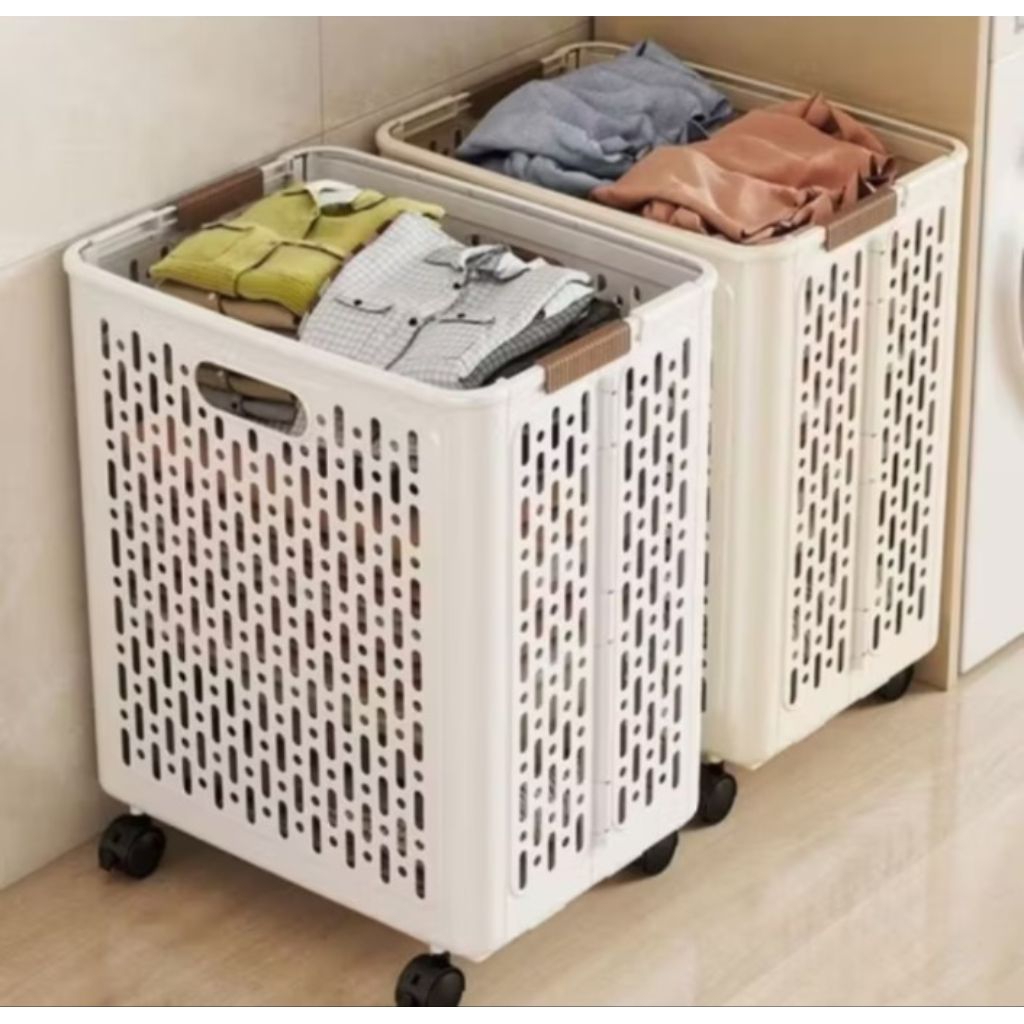 FOLDABLE LAUNDRY BASKET LAUNDRY FOLDING BASKET WITH WHEELS MULTIPURPOSE CLOTHES STAGE