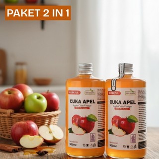 cuka apel 1 Liter - cuka apel premium 1 liter - cuka apel murni RIZQUNA - 2 botol 500ml - dietdetox - apple cider vinegar with mother