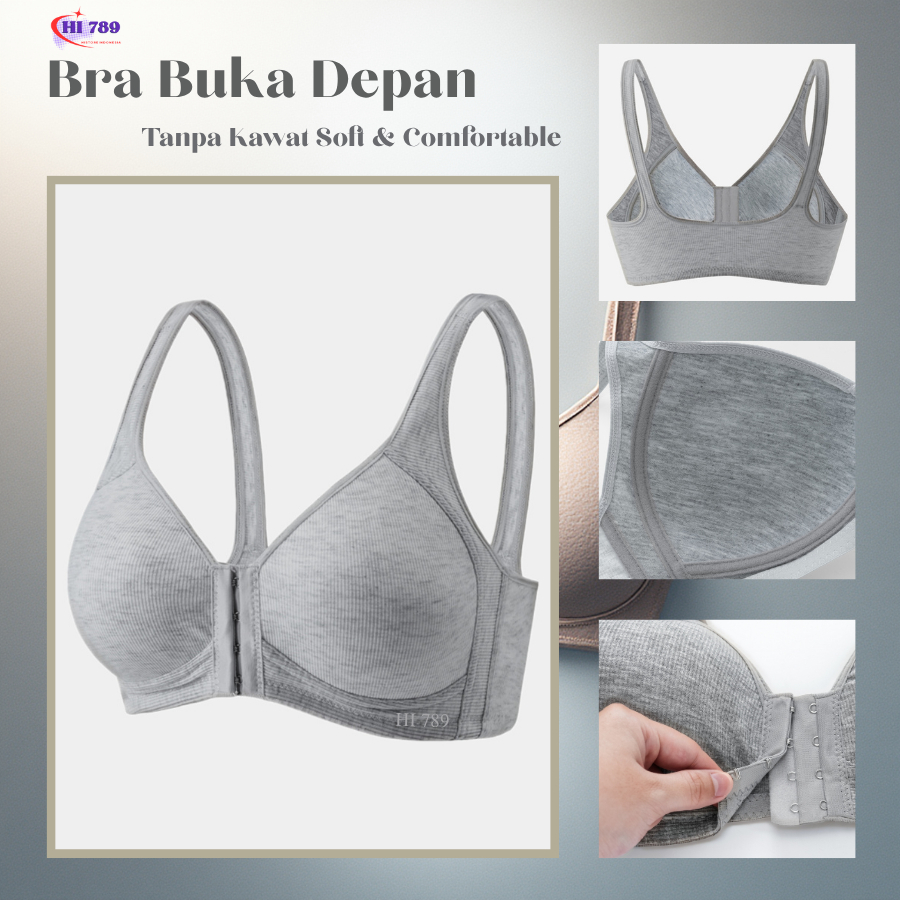 HI 789 ผู้หญิง Push Up Bra ด้านหน้าเปิดถ้วย AB-CD โฟมบางลวดฟรี Soft Safe & สบาย N93
