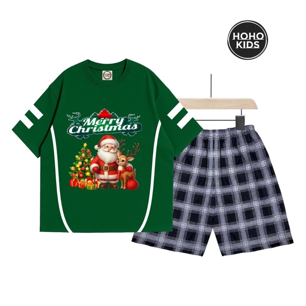 HK CHILDRENS SUIT MERRY CHRISTMAS PICTURE DTF SCREEN PRINTING PLAID PANTS