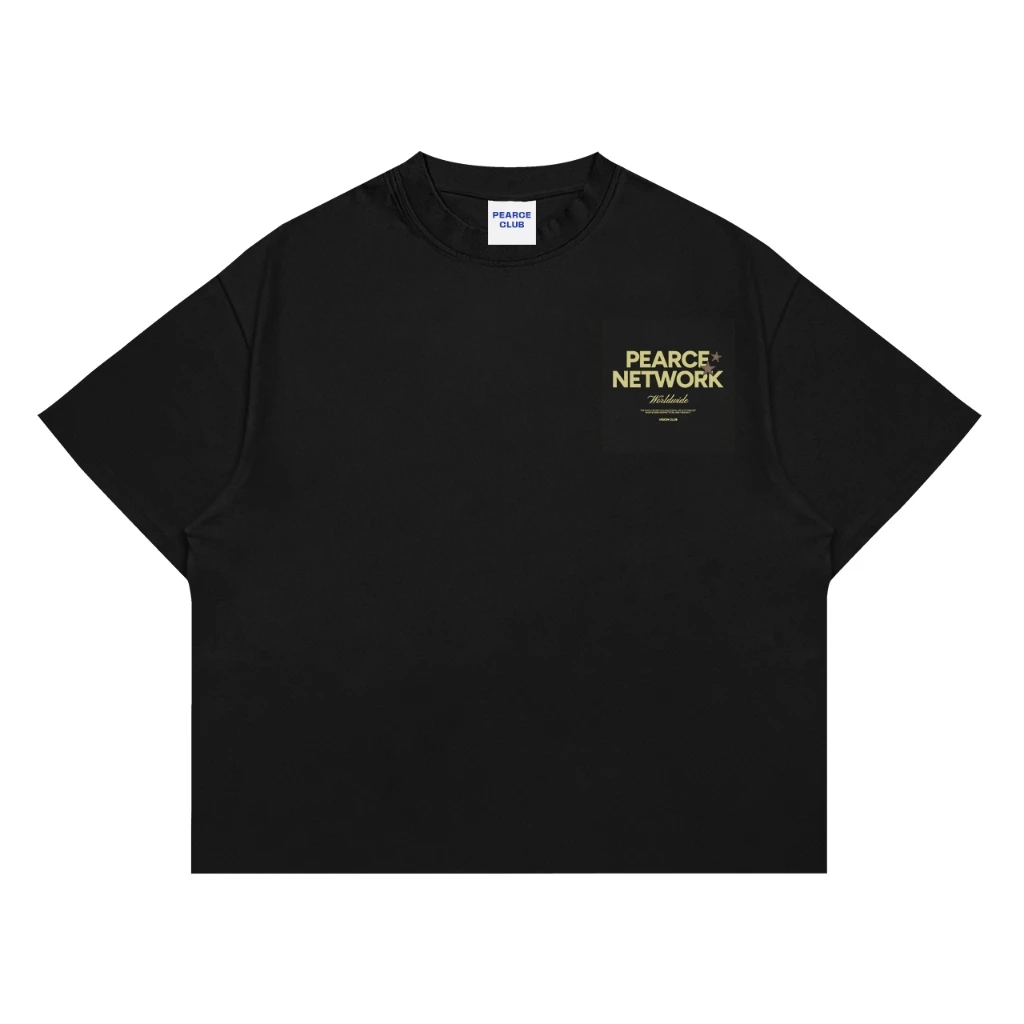 PEARCE CLUB เสื้อยืด Oversize - Social Network Black 24s เสื้อยืดผู้ชายและผู้หญิง