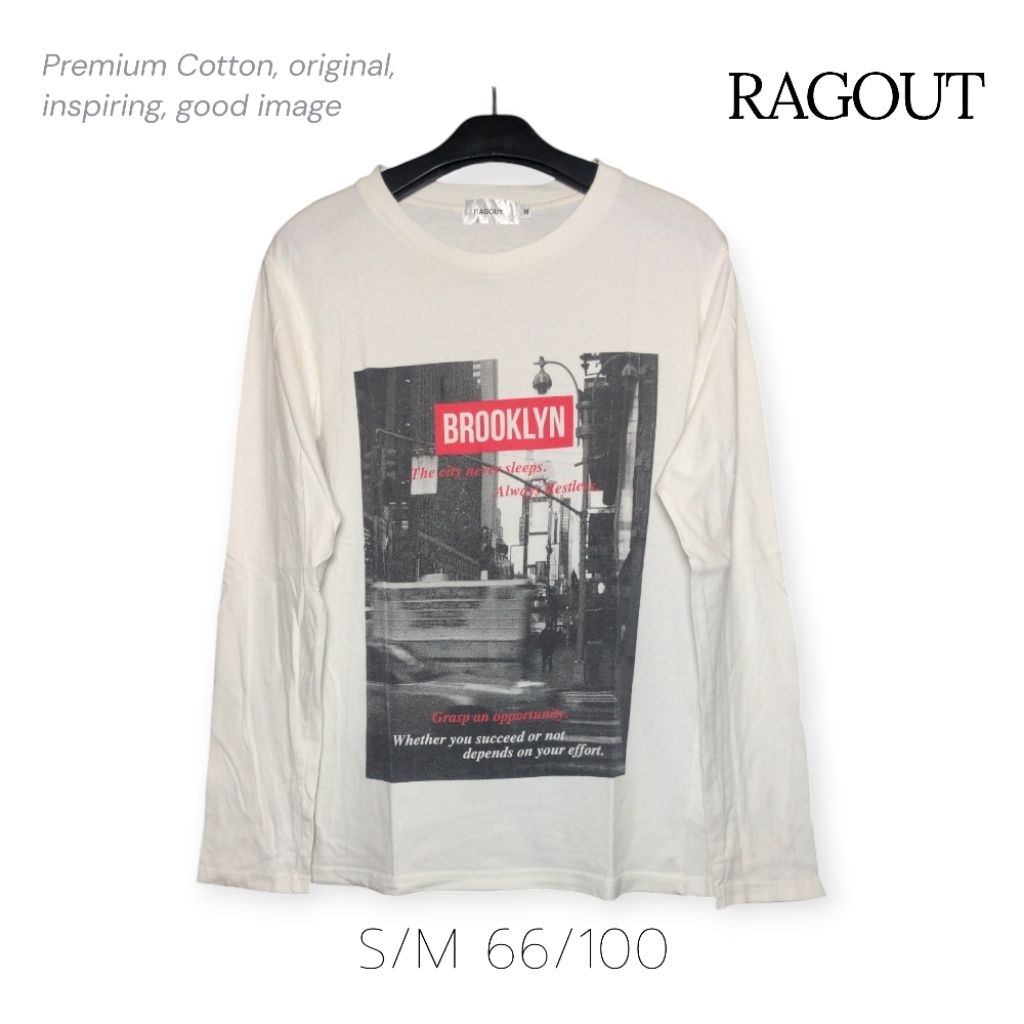 RAGOUT เสื้อยืดแขนยาว Brooklyn Vintage Original เสื้อยืดสร้างแรงบันดาลใจขนาด M แขนยาว