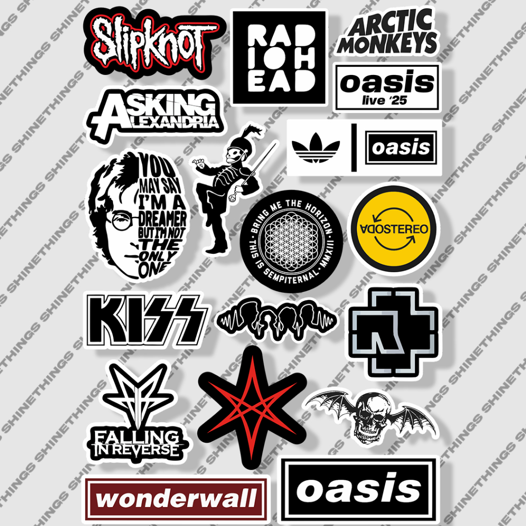 สติ๊กเกอร์แพ็ค BAND OASIS BMTH THE BEATLES ADIDAS กันน้ํา
