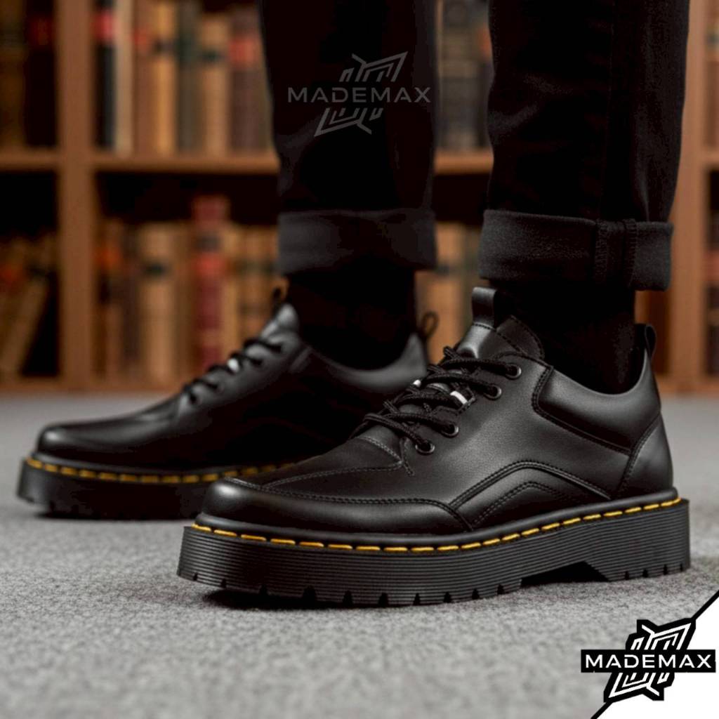 SKZ JASPER - รองเท้า Oxford ลําลองอย่างเป็นทางการ Docmart รองเท้าโลฟเฟอร์ทํางานสีดําสําหรับผู้ชาย