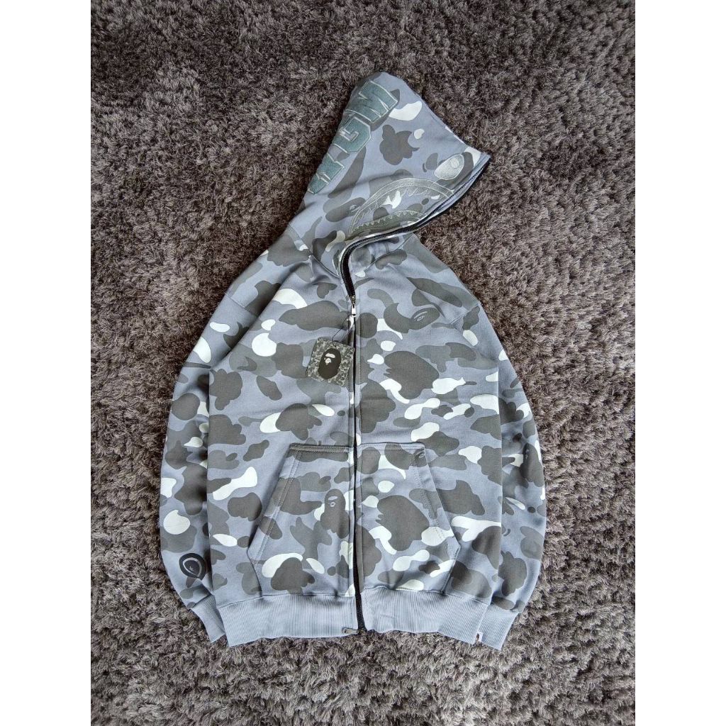 Bape Zipper Bape City Camo Grey/Abu sharks เสื้อฮู้ดสําหรับผู้ชายและผู้หญิง