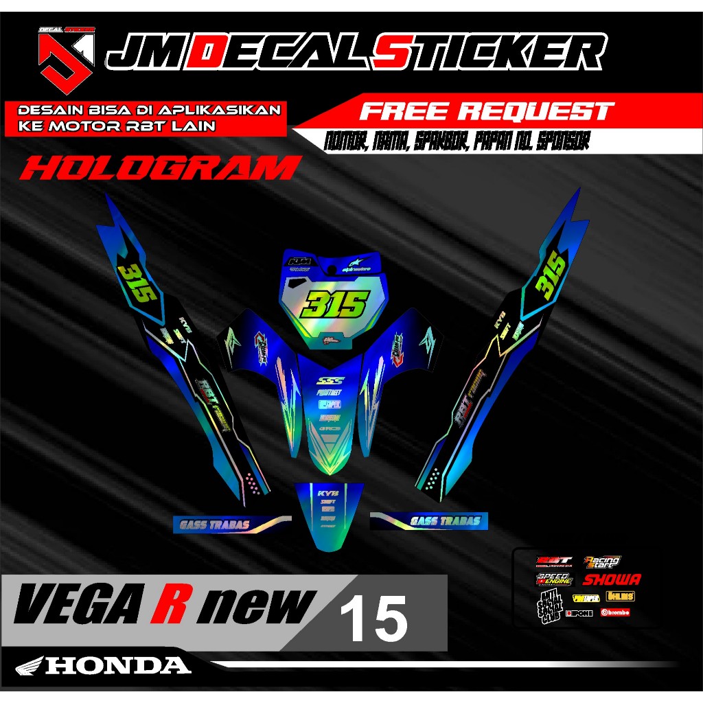 สติ๊กเกอร์ RBT STRIPING MOTORCYCLE HOLOGRAM VEGA R NEW SEMI FULL BODY MOTORCYCLE CRF KLX BF KLX GORD