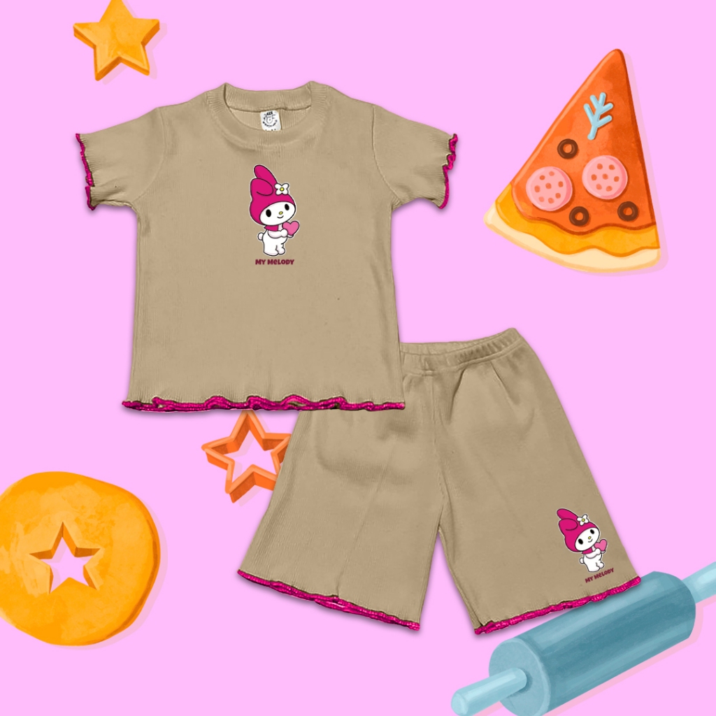 Nyfakids - ชุดกางเกงขาสั้นซี่โครงเด็กผู้หญิง Rach