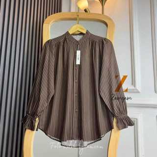 Raisa Blouse Kemeja Rayon Salur Kancing Depan Atasan Wanita Kerja Basic Terbaru