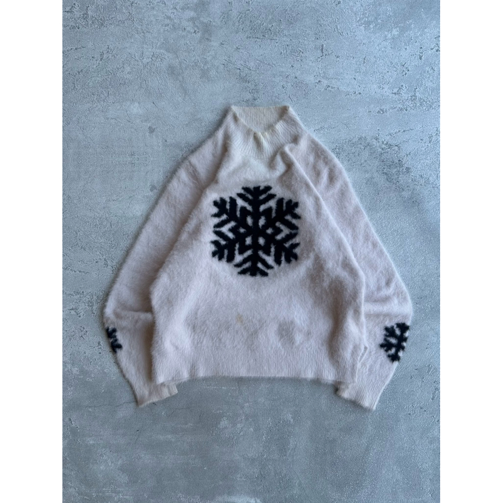 เสื้อไหมพรม Vintage Mohair Fuzzy Basic Patterned Grandpa Sweater Jumpers Streetwear Clean set by See