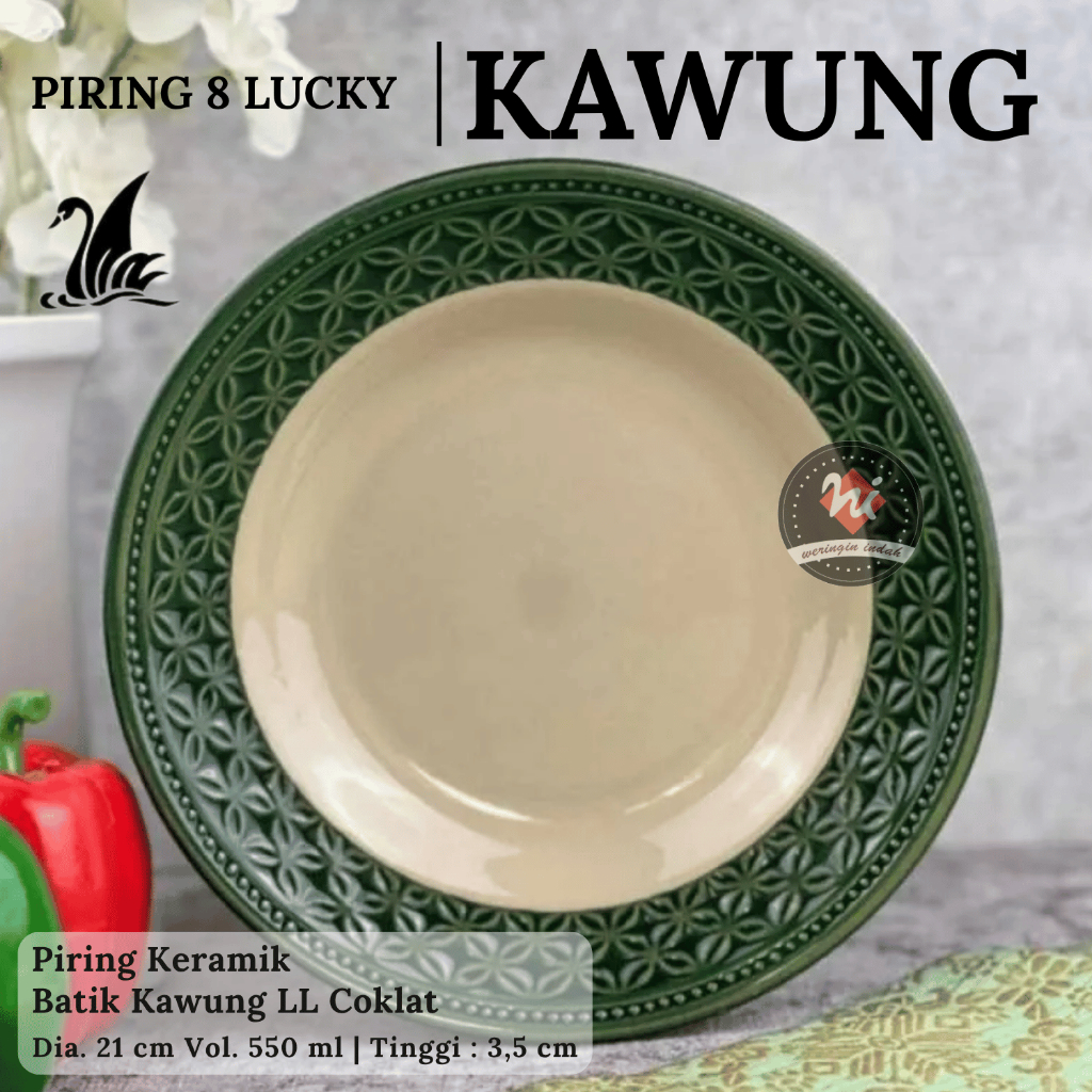 Weringin Indah - 8 นิ้ว Lucky Ceramic Dinner Plate, 8" Vintage Ceramic Plate, 8" Aesthetic Ceramic P