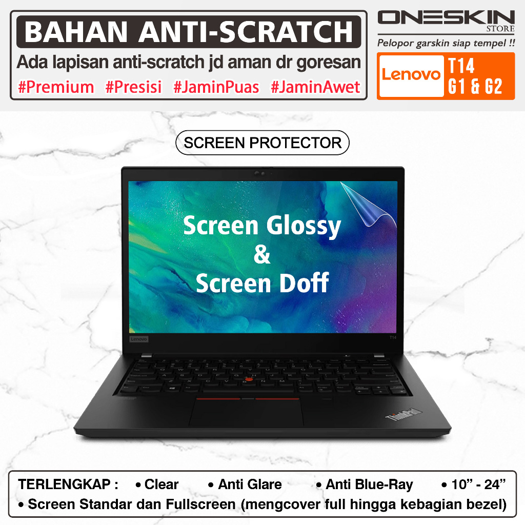 LAYAR ฟิล์มกันรอยหน้าจอเข้ากันได้กับ Lenovo ThinkPad T14 Gen 1 2 G1 G2 Glossy Doff Anti Blueray