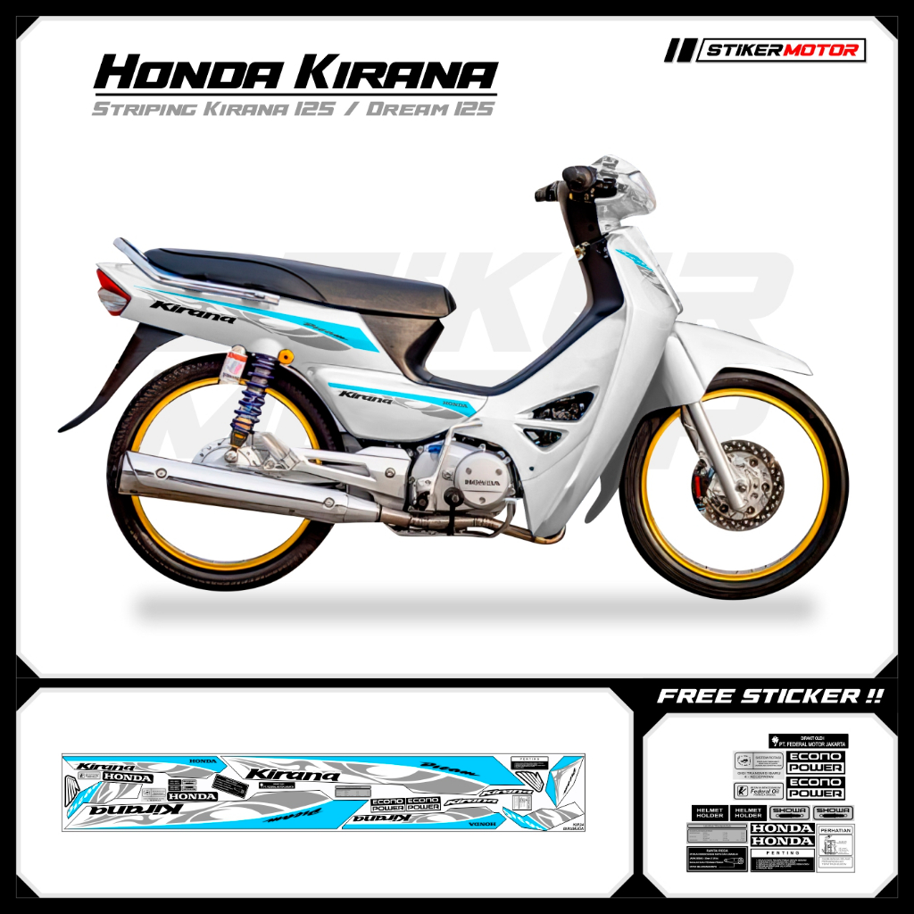 KIR24 Striping สติกเกอร์ Honda Kirana 125 Honda Dream 125 Motohai Variations Striker สติกเกอร์ Strip