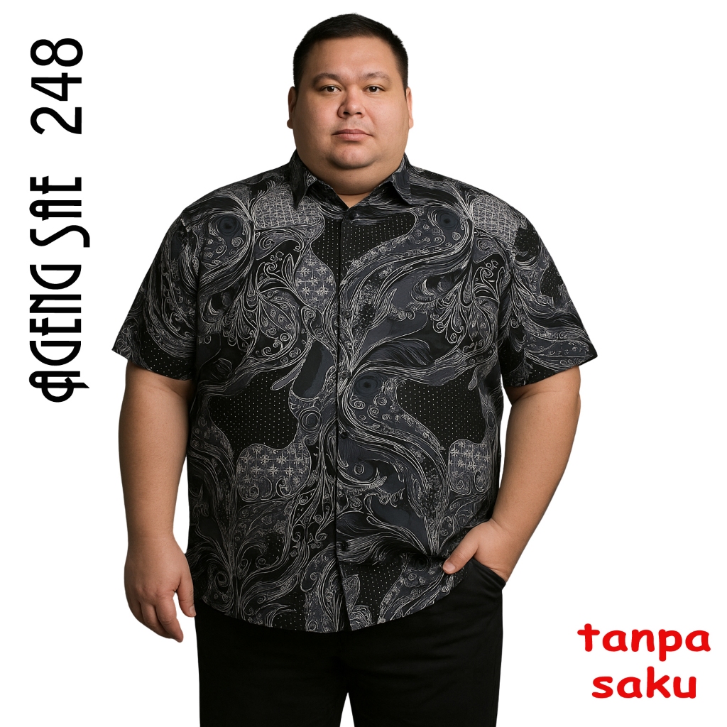 KATUN KEMEJA เสื้อเชิ้ตผ้าฝ้ายบาติกผู้ชายจัมโบ้ขนาดใหญ่ Ageng Sae 248 L, XL, XXL, 3XL, 4XL, 5XL, 6XL