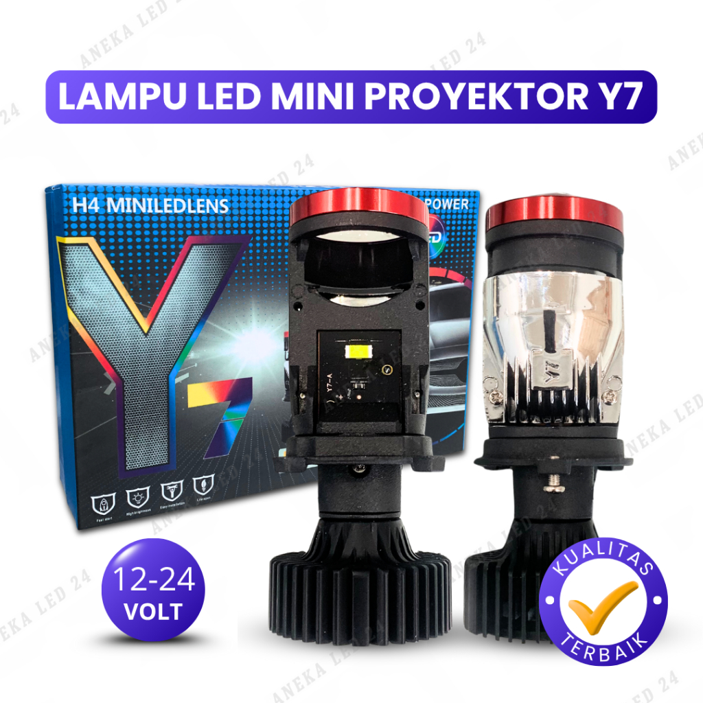 Y7D H4 Mini Bilined โปรเจคเตอร์ไฟหน้า Y7D ซ็อกเก็ต H4 Super Bright 50 วัตต์พร้อมพัดลมเลเซอร์ Spotlig