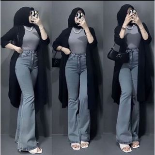 Highwaist Cutbray Jeans Wanita Loose Vol.2
